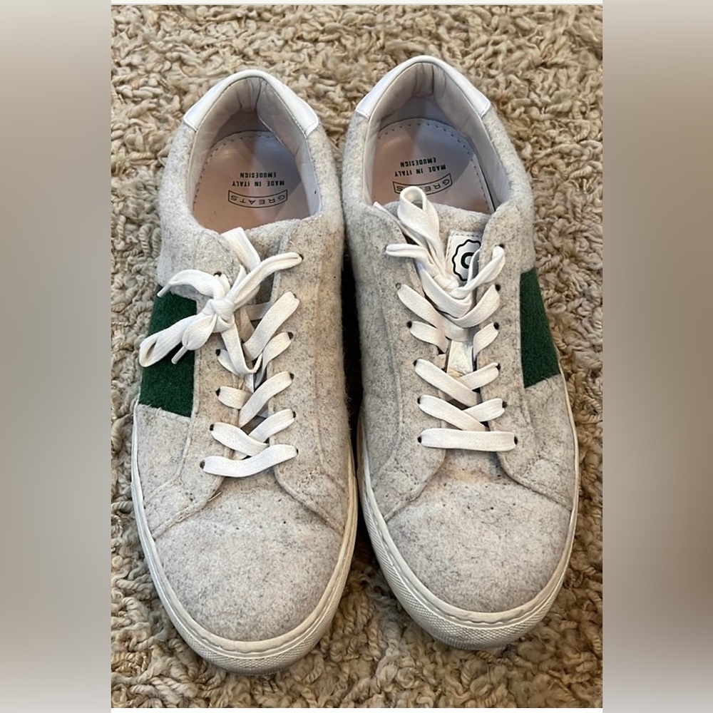 Greats Gray and Green Felt Royal Sneakers Men’s 9